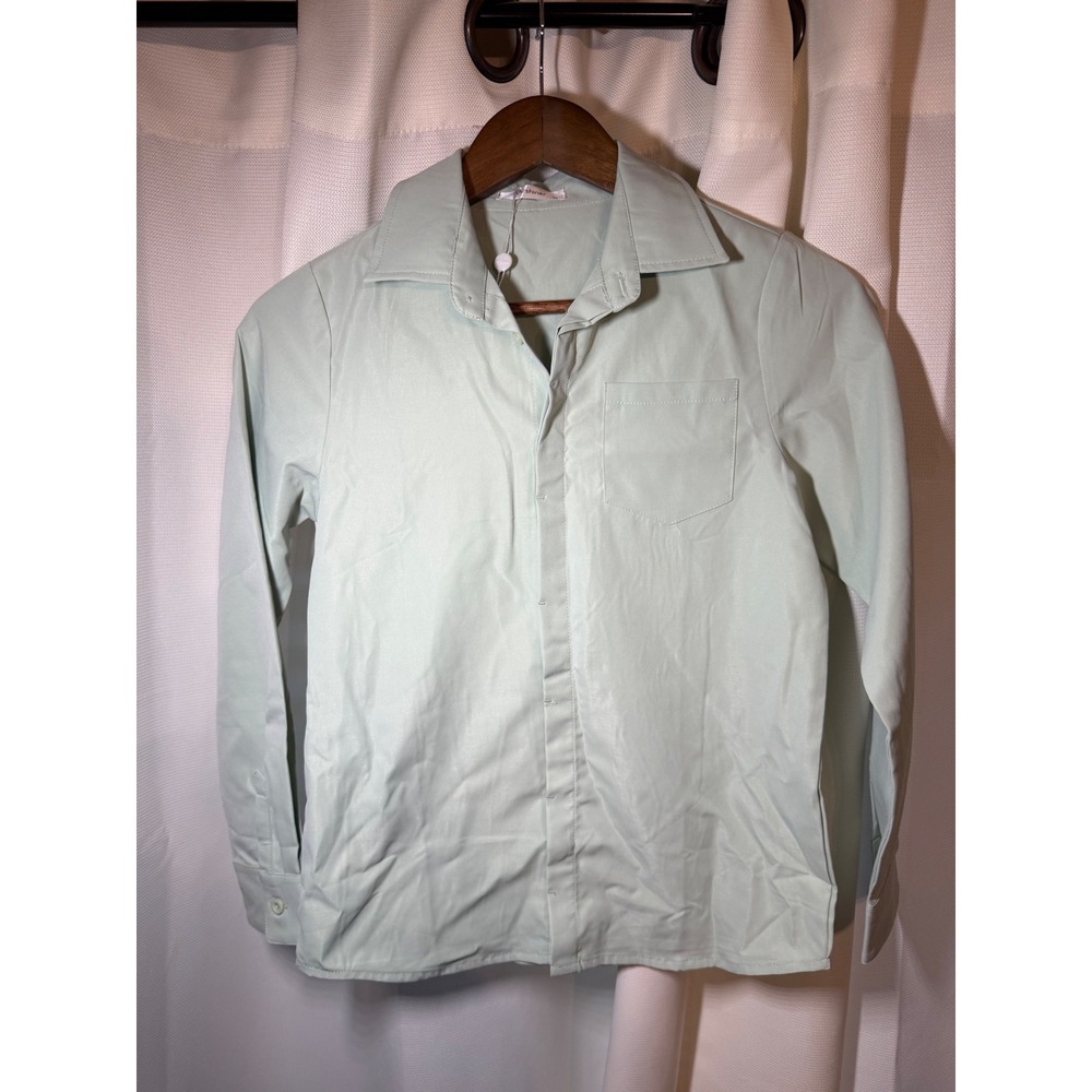 Arshiner kids Mint Green Long Sleeve Button Down Shirt Size 150 11/12 NWT